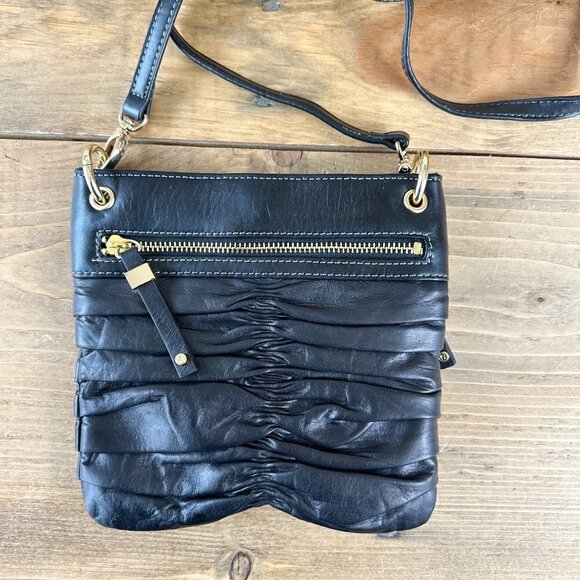 Etienne Aigner Black Cross Body Purse‎ Leather Puckered Gold Hardware Small - Picture 6 of 9